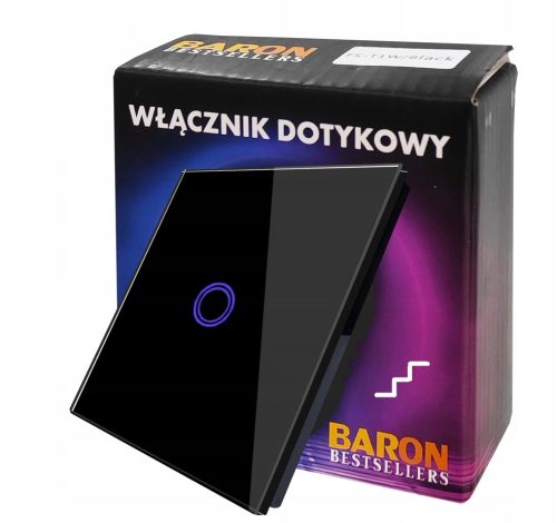 Единичен сензорен превключвател, скрит монтаж BarON черен SK-A801-02-EU-Black