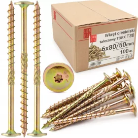   Лунфикс винтове за дърво 6 х 80 мм 100 бр.