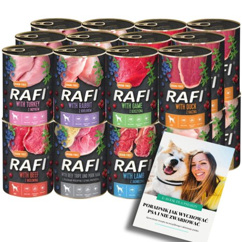  RAFI CLASSIC Мокра храна за КУЧЕТА MIX 8 FLAVORS комплект 24x400g + EBOOK DOG