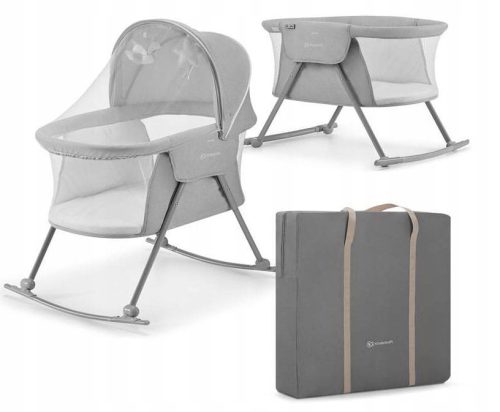  Традиционна люлка Kinderkraft 61 x 88 см, нюанси на сиво и сребристо
