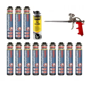   12× Монтажна пяна Soudal Soudafoam Classic 750 ml + 2 други продукта