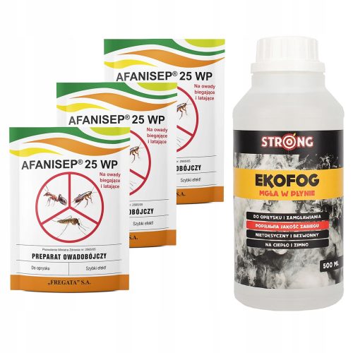  Течност против кърлежи, комари, мухи, паяци Strong 0,6 kg + 3× Fregata Afanisep инсектицид на прах 25 g