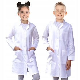    Детска бяла медицинска престилка с копчета 34 номер