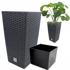    Prosperplast саксия 20 см х 20 х 37,6 см диаметър 20 см пластмасови нюанси на сиво и сребро